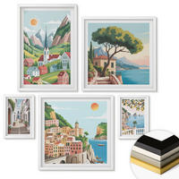 WANDBILDER 5er-Set - 50x50 cm & 20x30 cm & 40x60 cm Weißer Rahmen - Löwenzahn-Wassertropfen - Weiß, Kunststoff (40/60cm) - ArtPrintCave