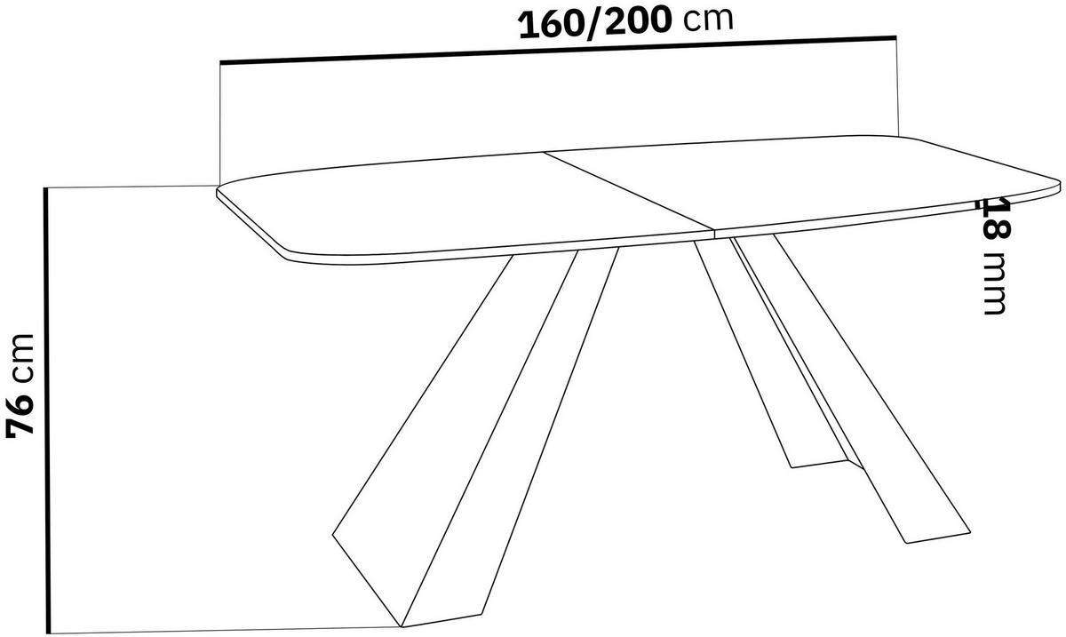 ESSTISCH Monte rechteckig ausziehbar, Dunkelgrauer Chicago Beton 160-200/80/76 cm - Dunkelgrau/Schwarz, Holzwerkstoff/Metall (160/80/76cm) - WFL GROUP
