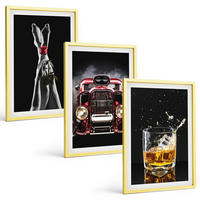 BILDER SET 3er Set - 40x60 cm Goldrahmen - Frauenbeine Rosenauto Whisky - Goldfarben, Kunststoff (40/60cm) - TULUP