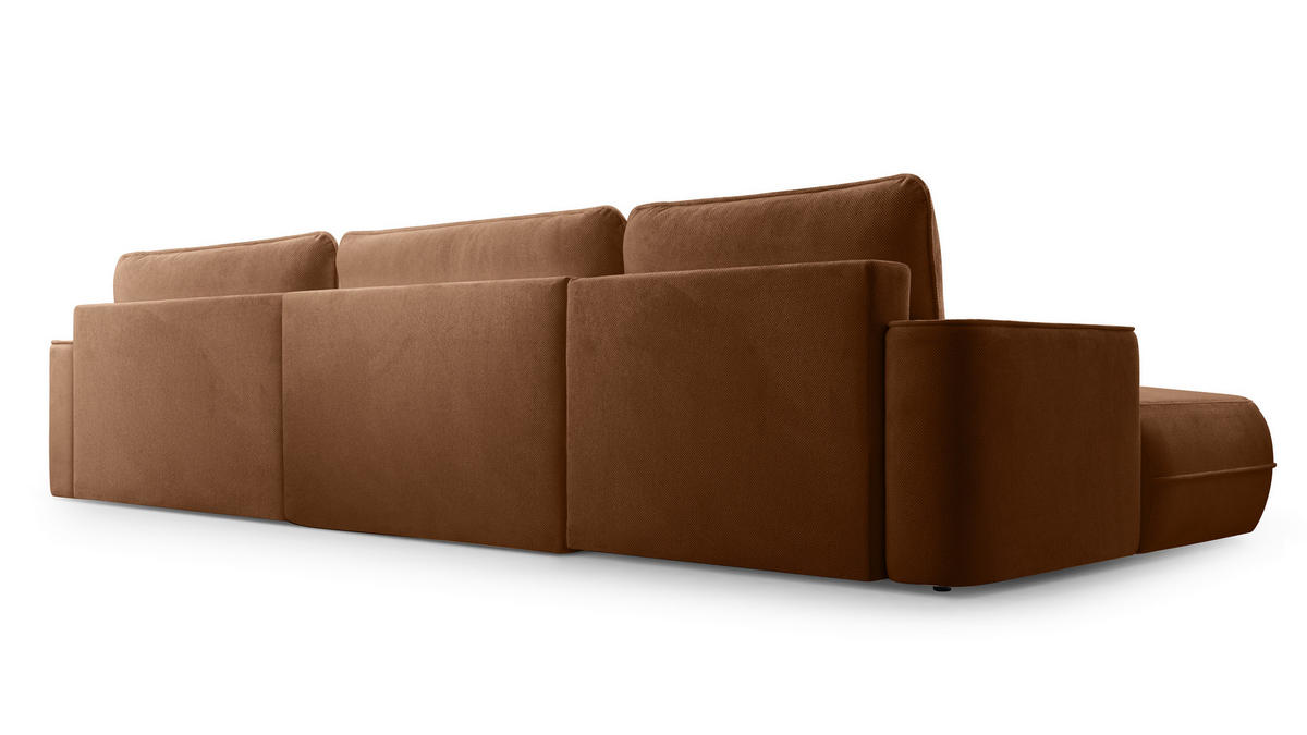 WOHNLANDSCHAFT Peoni Kupfer 364/168/87 cm mit Schlaffunktion - Schwarz/Orange, Kunststoff/Textil (364/87/168cm) - AX Living