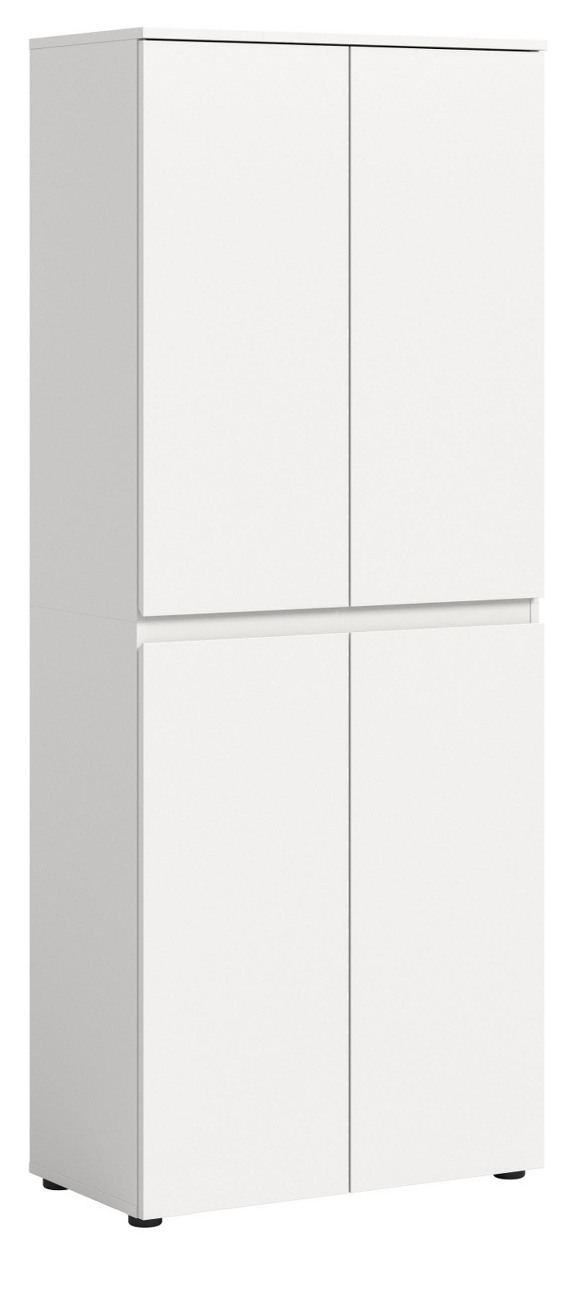 MEHRZWECKSCHRANK weiß 70 x 175 cm, Stauraumschrank 4-türig mit 9 Fächern - Schwarz/Weiß, Holzwerkstoff/Kunststoff (70/175/37cm) - Inn.Furn