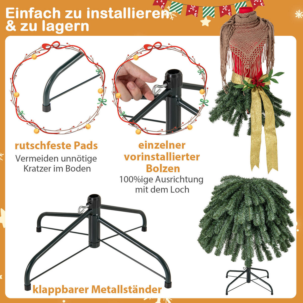 WEIHNACHTSBAUM Grün - Grün, Kunststoff (150cm) - COSTWAY