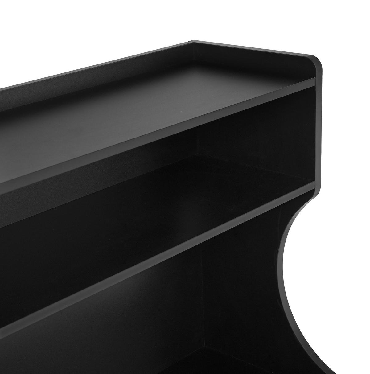 BUFFET 120x40x138.5 cm Schwarz mit Fluted Glas & Ladestation - Schwarz, Holzwerkstoff (120/138.5/40cm) - Modfu