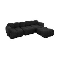 ECKSOFA modulares Sofa Rechts Miko-L2 302x205x75 Schwarz Velours - Schwarz, Holzwerkstoff/Kunststoff (302/205cm) - ALTDECOR