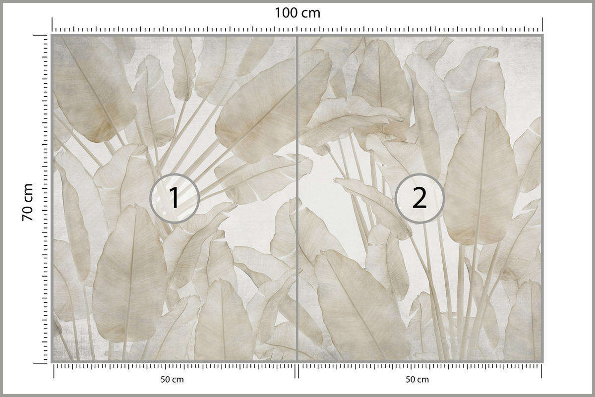FOTOTAPETE Beige Bananenblätter Tropische Pflanzen 100x70 - Beige/Braun, Papier (100/70cm) - Muralo