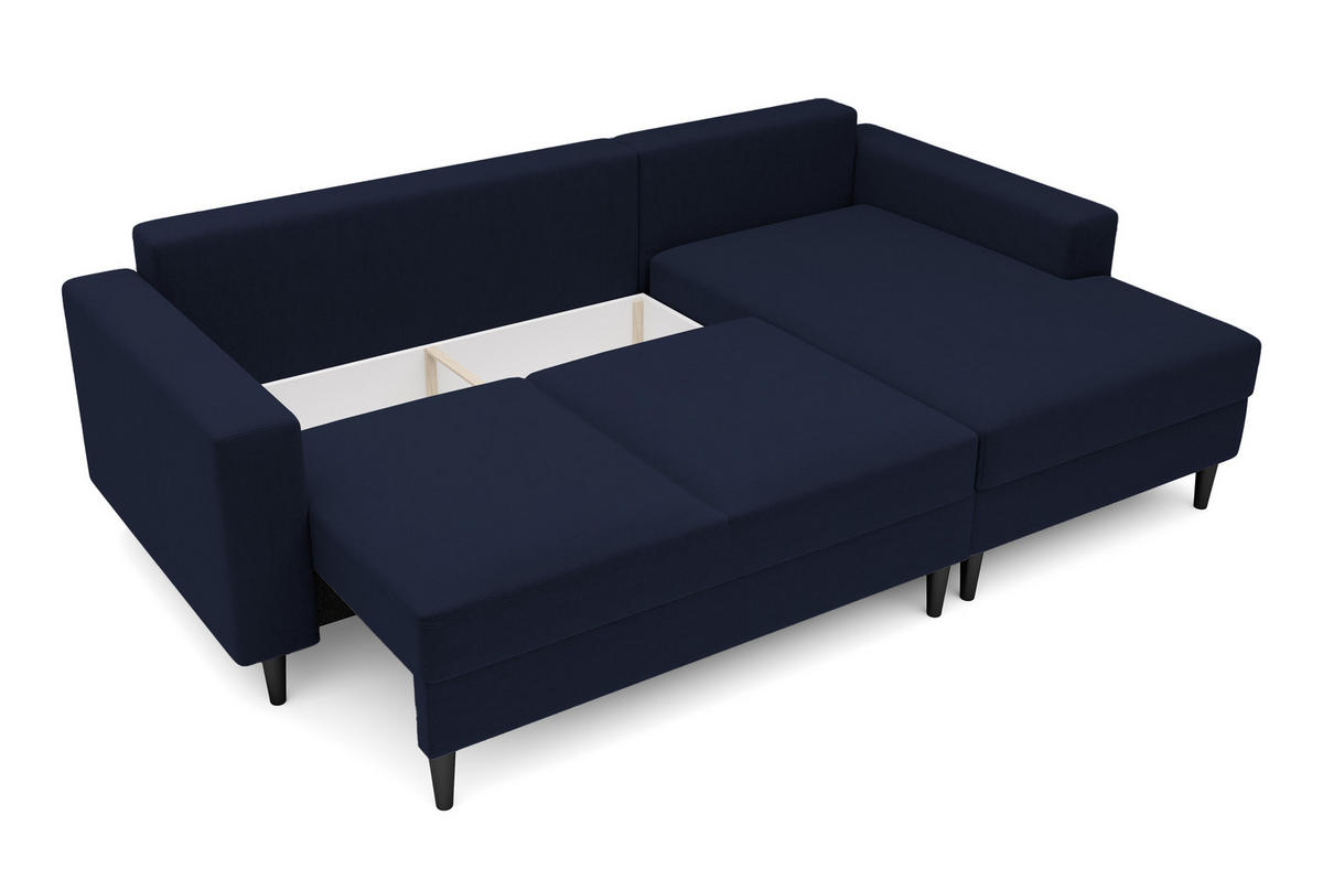 ECKSOFA Nalika Dunkelblau Velours - Schwarz/Dunkelblau, Holz/Textil (230/143cm) - Selsey