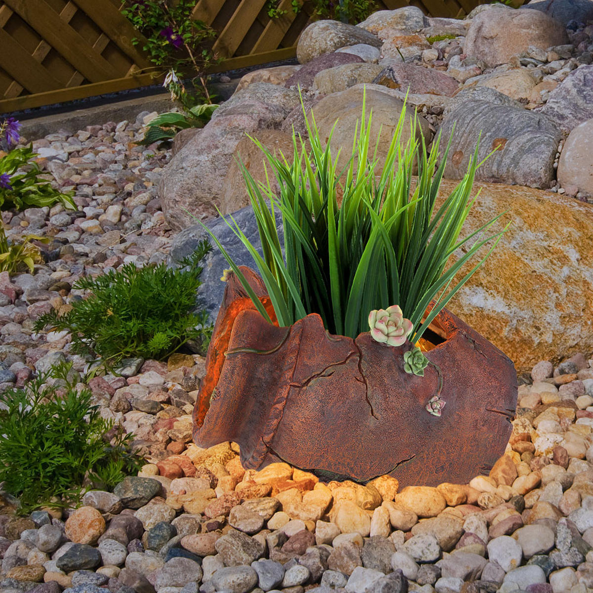 LED AUSSENLEUCHTE Blumentopf Braun - Braun, Kunststoff (27/20.3/20cm) - Globo Lighting