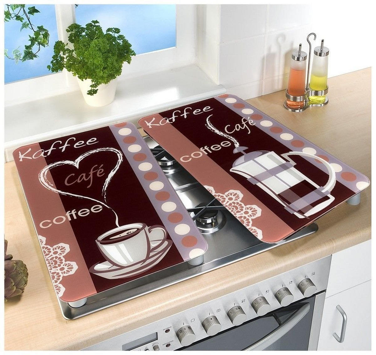 HERDABDECKPLATTEN für alle Herdarten Coffee Flavour 52/30 cm - Braun, Glas (30/52cm) - Maximex