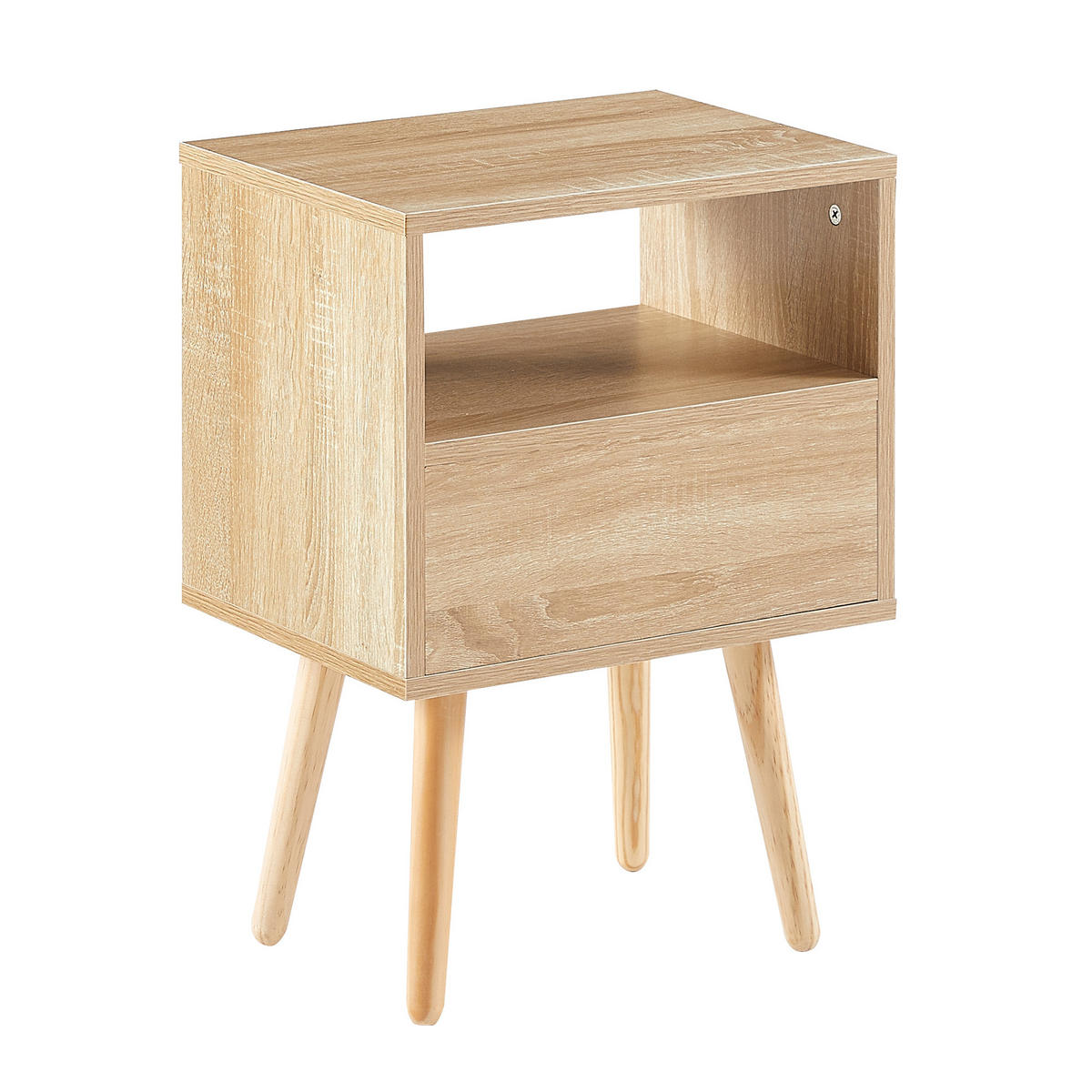 NACHTTISCH mdf rattan naturholzoptik mit schublade - Naturfarben, Holzwerkstoff (40/55/30cm) - Urban Meuble