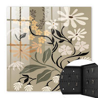 SCHLÜSSELBOX Schwarz 30x30 cm- Türöffnung nach rechts - Blumenmotiv - Beige, Metall (30/30/5cm) - TULUP