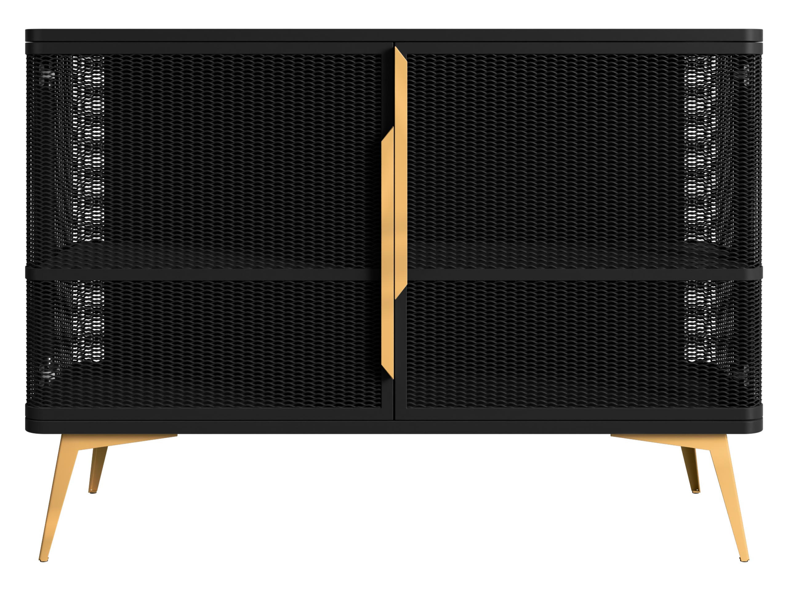 KOMMODE Modera 2 - Goldfarben/Schwarz, Holzwerkstoff/Metall (120/85/40cm) - MIRJAN24