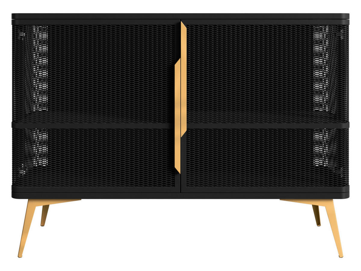 KOMMODE Modera 2 - Goldfarben/Schwarz, Holzwerkstoff/Metall (120/85/40cm) - MIRJAN24