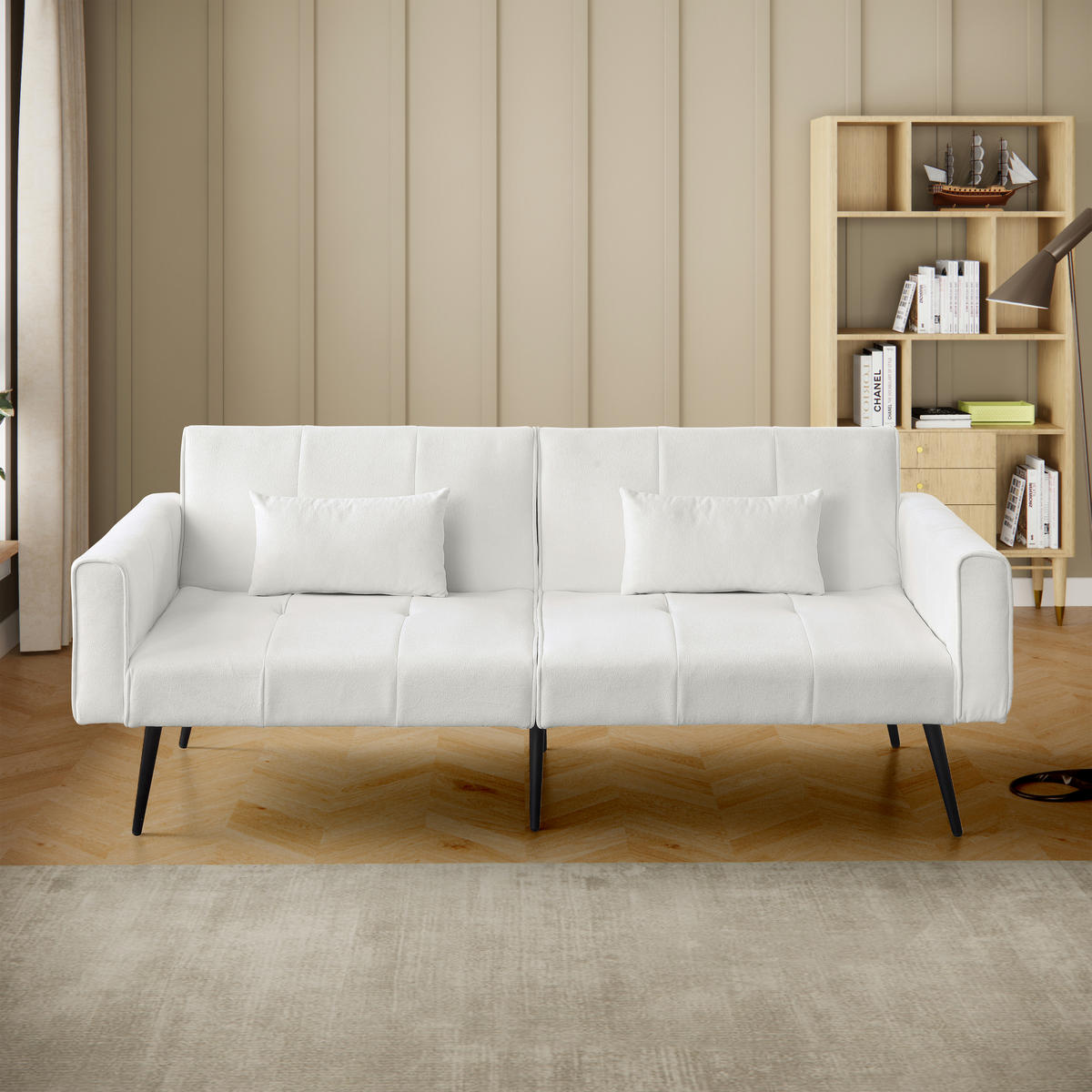 2-SITZER SCHLAFSOFA Cord Beige mit Schlaffunktion - Beige, Holzwerkstoff/Textil (175/71/71cm) - WISHDOR