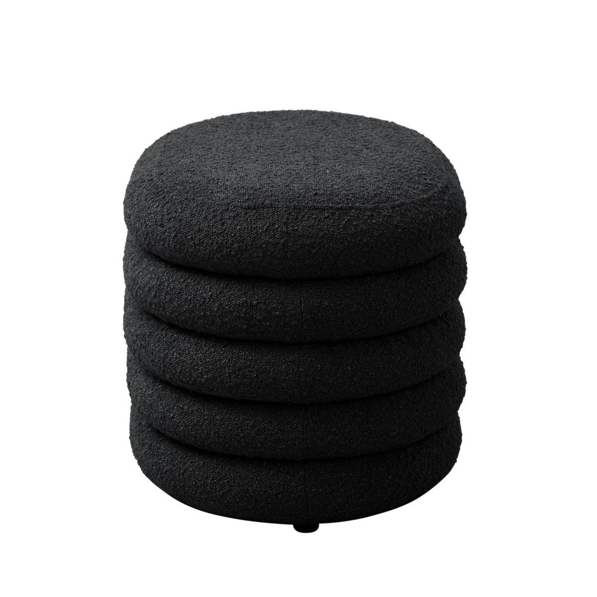 HOCKER Blossom S mit Stauraum Sitzhocker Ottomane Boucle-Polster Schwarz - Schwarz, Textil (60/42/45cm) - SVITA