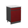 KÜCHENUNTERSCHRANK R-Line Rot 80 cm AP Marmor - Anthrazit/Rot, Holzwerkstoff (60/81.6/60cm) - Vicco
