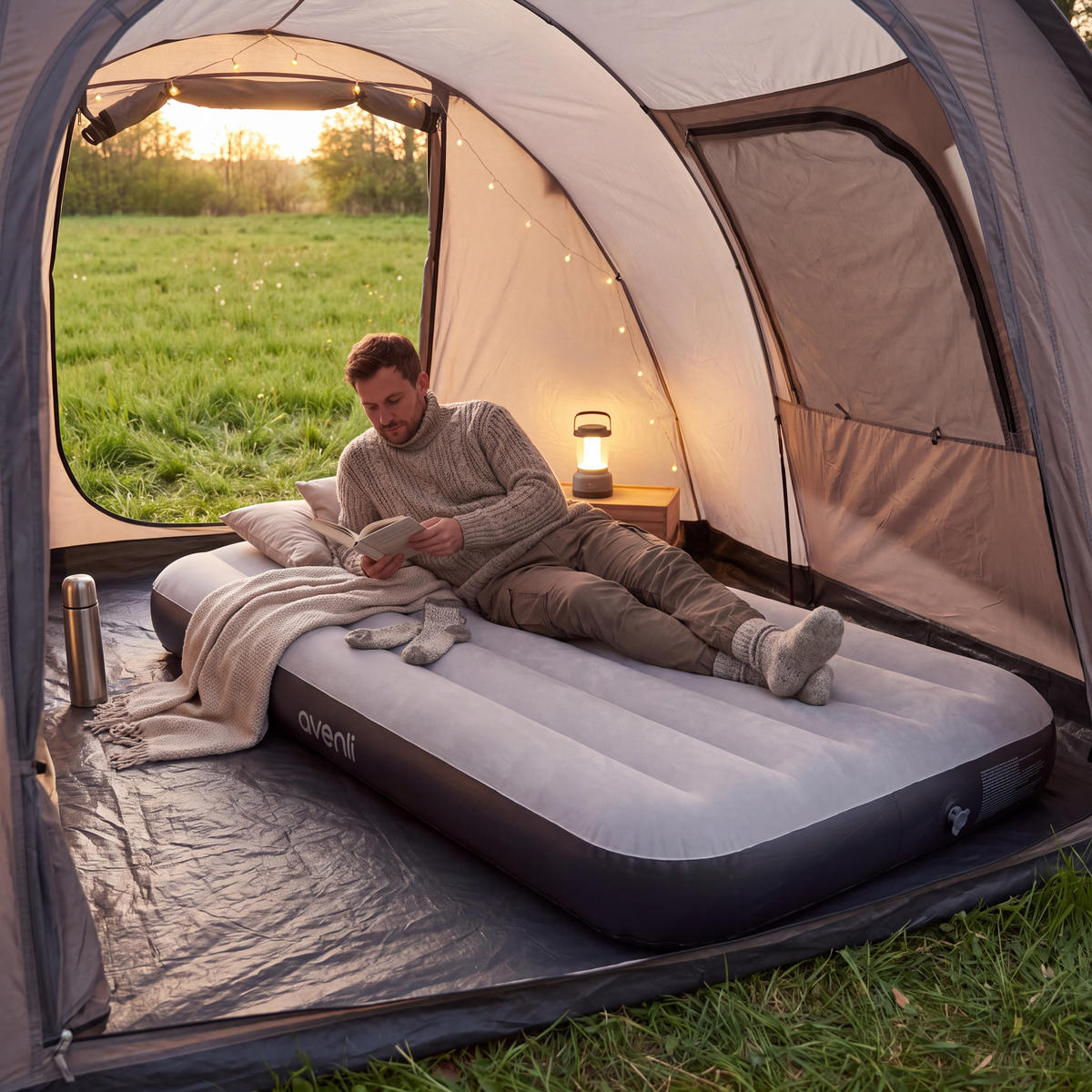 LUFTBETT Luftmatratze Camping BeamRest grau 191x99x25cm - Grau, Kunststoff (99/191cm) - Avenli