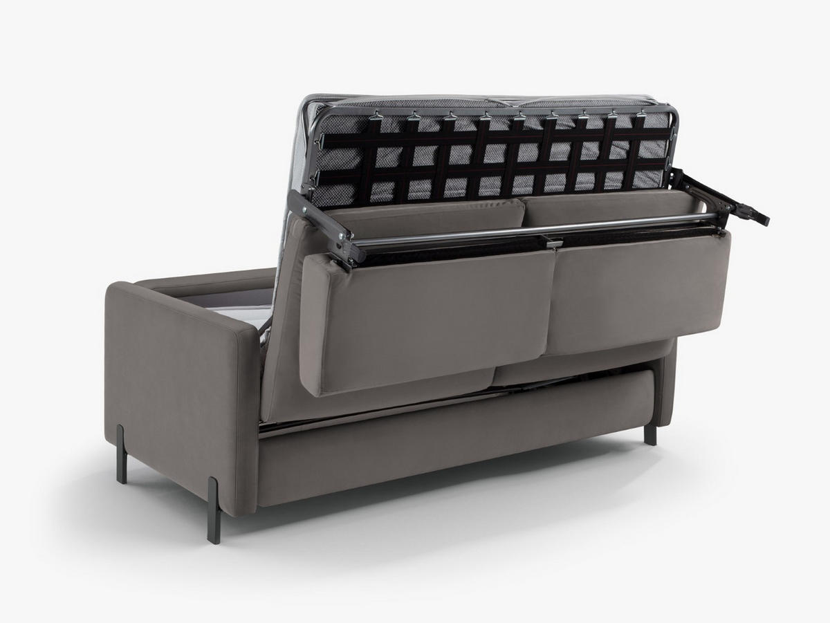 AUSKLAPPBARES-SOFA Gloria aus Samt grau 3 Sitzplätze - Grau, Textil (102/80/202cm) - Micadoni
