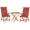 BALKONSET 2-Sitzer Akazienholz hellbraun verstellbar Auflagen terracotta Java - Hellbraun/Rot, Holz/Textil - Beliani