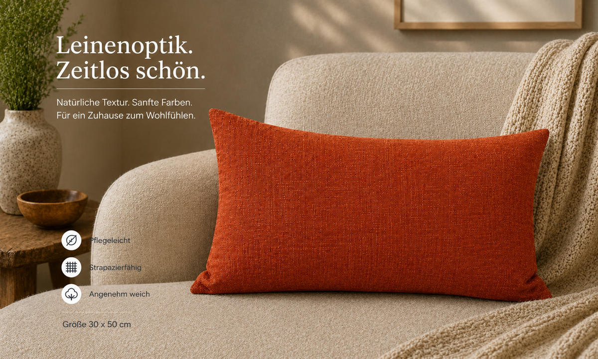 KISSENBEZUG Leinenoptik 40/60 cm Terracotta - Terracotta, Textil (40/60cm) - TiborTex