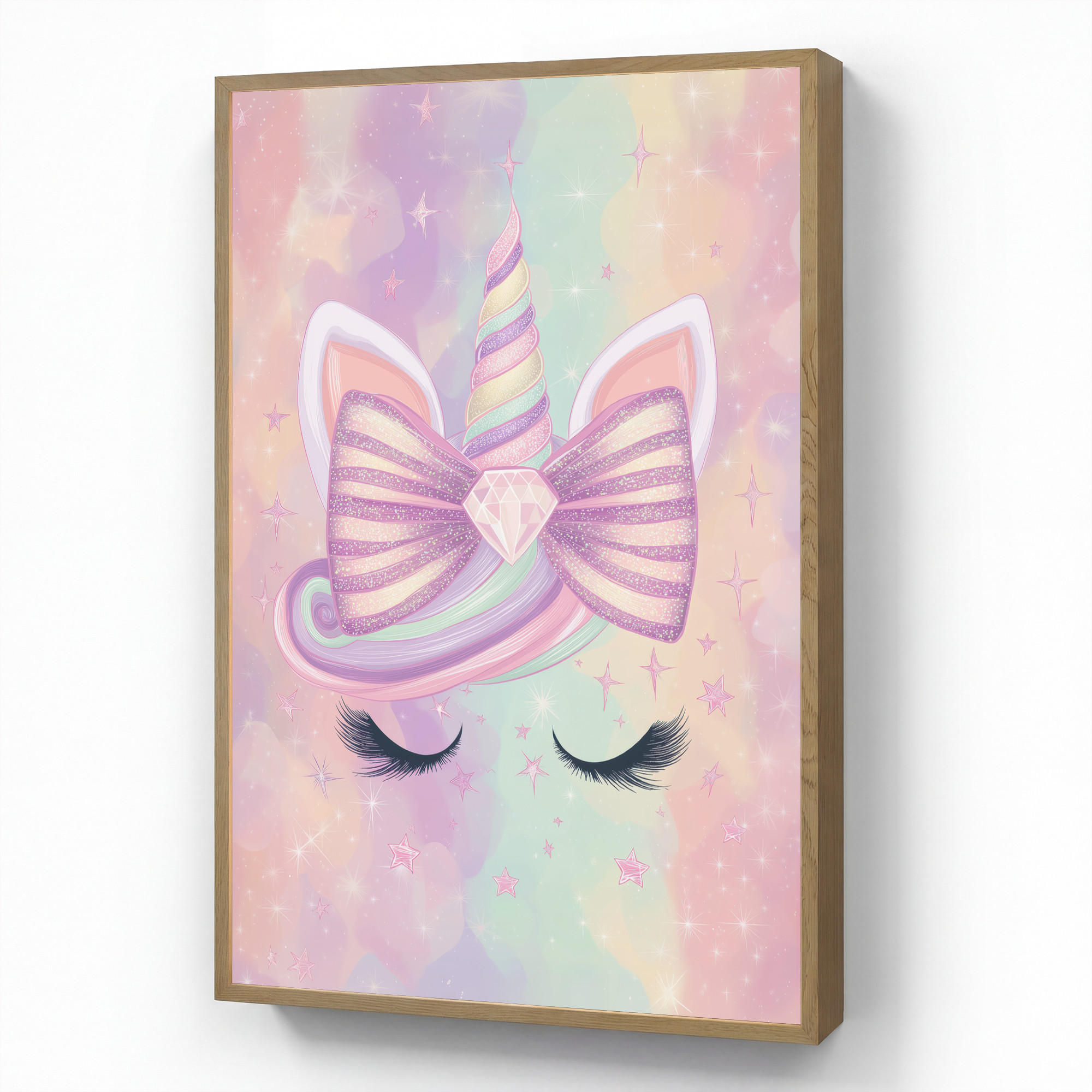 OnlyWow NÁSTĚNNÁ LAMPA S AKUMULÁTOREM Jednorožec - Třpytky - Duha - Pastelové barvy 70x100 cm
