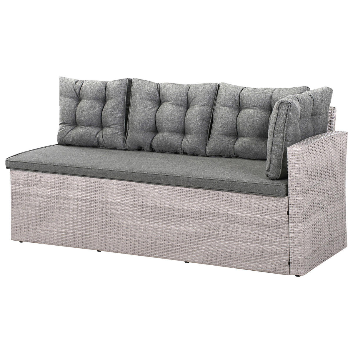 GARTEN-ECKSOFA 8-Sitzer Polyrattan Grau Viterbo - Hellgrau/Grau, Kunststoff - Beliani