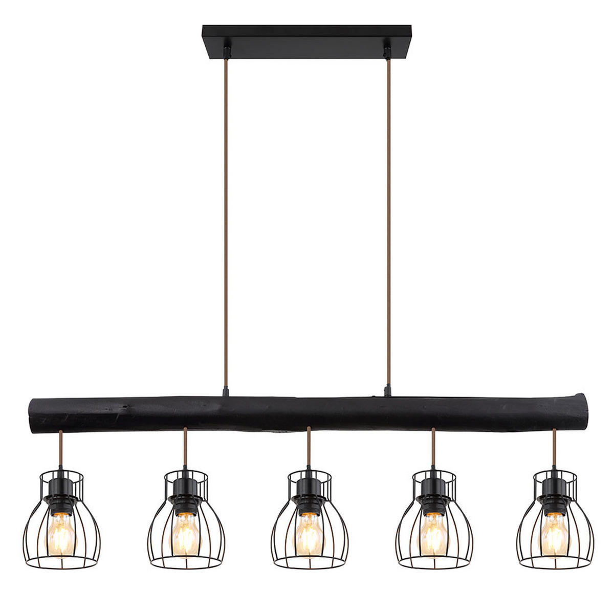 HÄNGELEUCHTE Mina Schwarz matt - Schwarz, Holz (104/16.3/140cm)