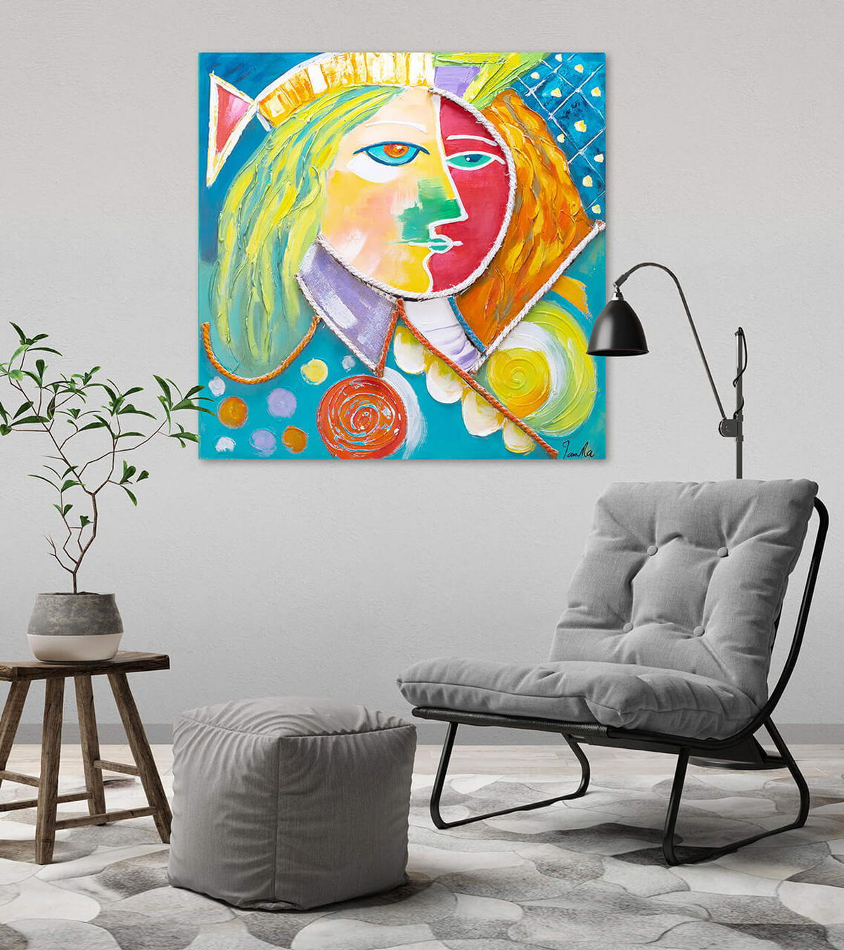 ACRYLBILD HANDGEMALT 80/80 cm - Multicolor, Holz/Textil (80/80cm) - KUNSTLOFT