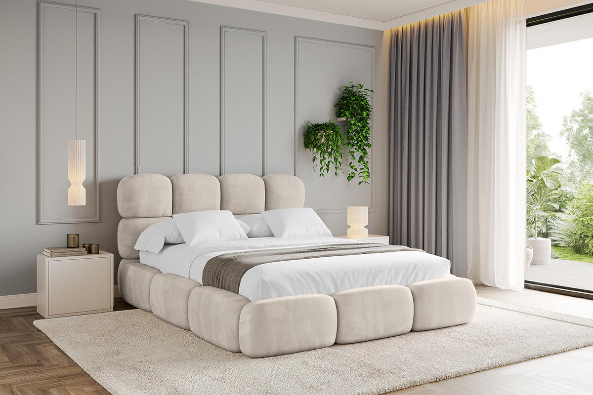 POLSTERBETT mit Bettkasten und Lattenrost, Bett mit Matratze H3/H4 - NOMA 120x200 Beige - Beige, Holzwerkstoff/Textil (120/200cm) - ALTDECOR