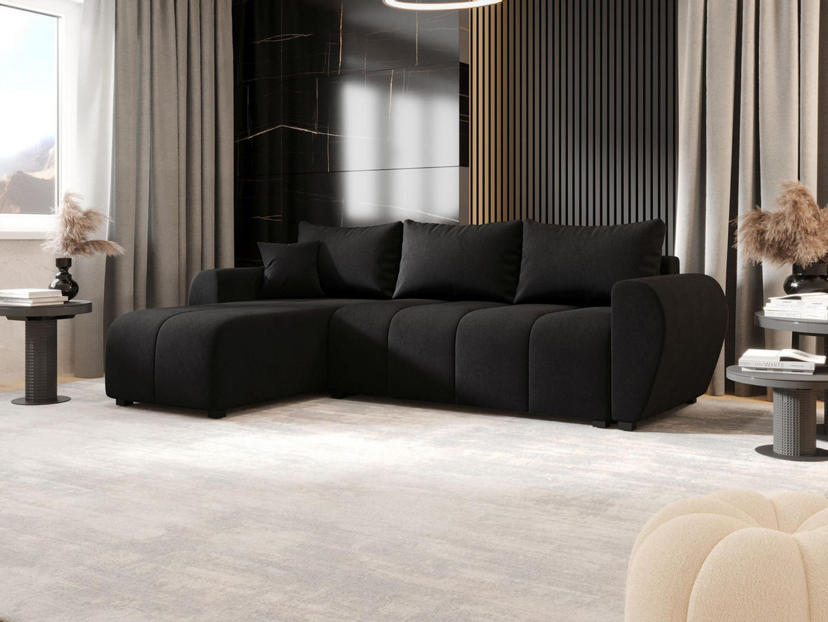 ECKSOFA MOLISA L Cosmic 100 Links mit Schlaffunktion - Schwarz, Textil (245/145cm) - Bedante
