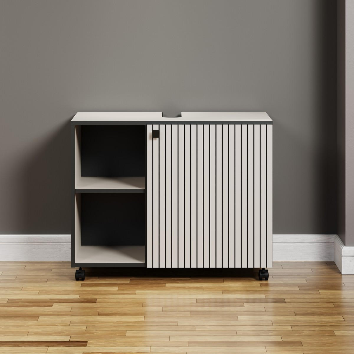 WASCHBECKENUNTERSCHRANK PureBliss Hellgrau - Hellgrau, Holzwerkstoff (80/64/42cm) - Trendteam