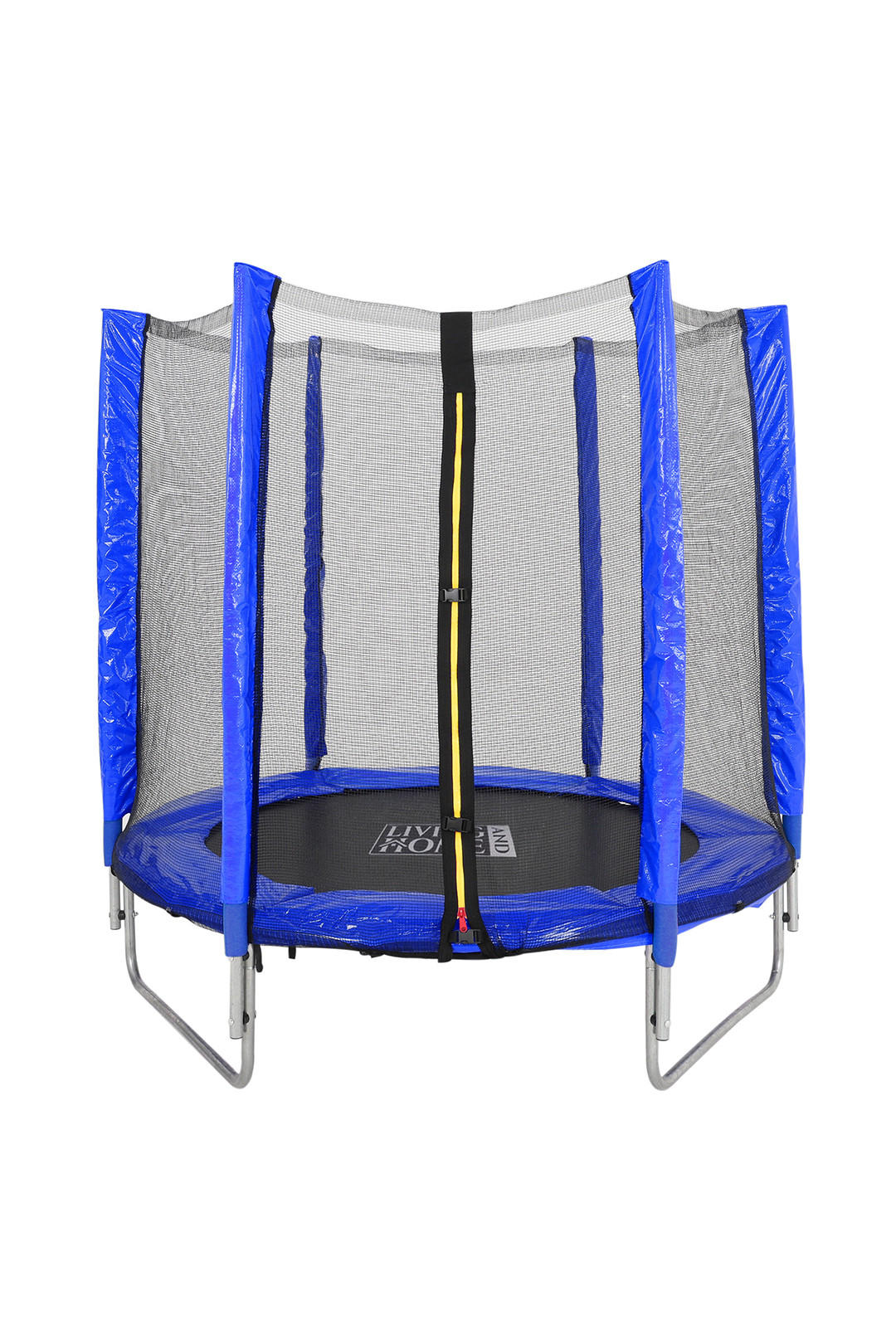 TRAMPOLIN aus Stahl, PP, EPE, Federn in Blau + Schwarz mit Sicherheitsnetz für Kinder 150 cm Durchmesser x 160 cm Höhe - Blau, Metall (150/150/160cm) - Livingandhome