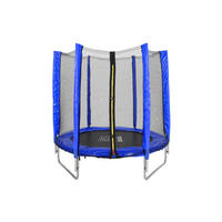 TRAMPOLIN aus Stahl, PP, EPE, Federn in Blau + Schwarz mit Sicherheitsnetz für Kinder 150 cm Durchmesser x 160 cm Höhe - Blau, Metall (150/150/160cm) - Livingandhome