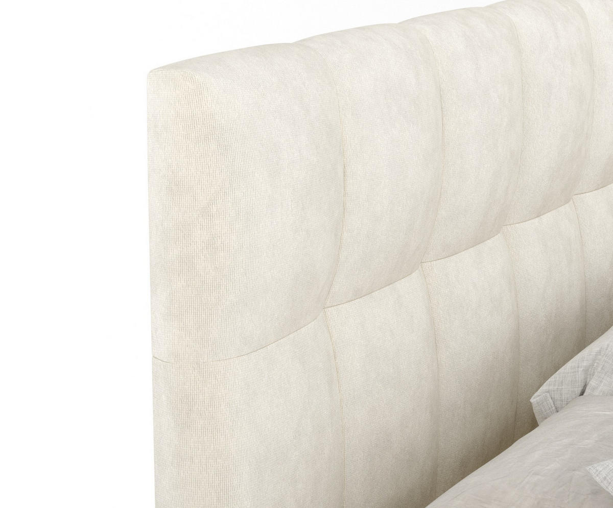 BOXSPRINGBETT Elisio Creme 160/200 cm mit Latex-Topper - Silberfarben/Creme, Holz/Holzwerkstoff (160/200cm) - Maison de Reve