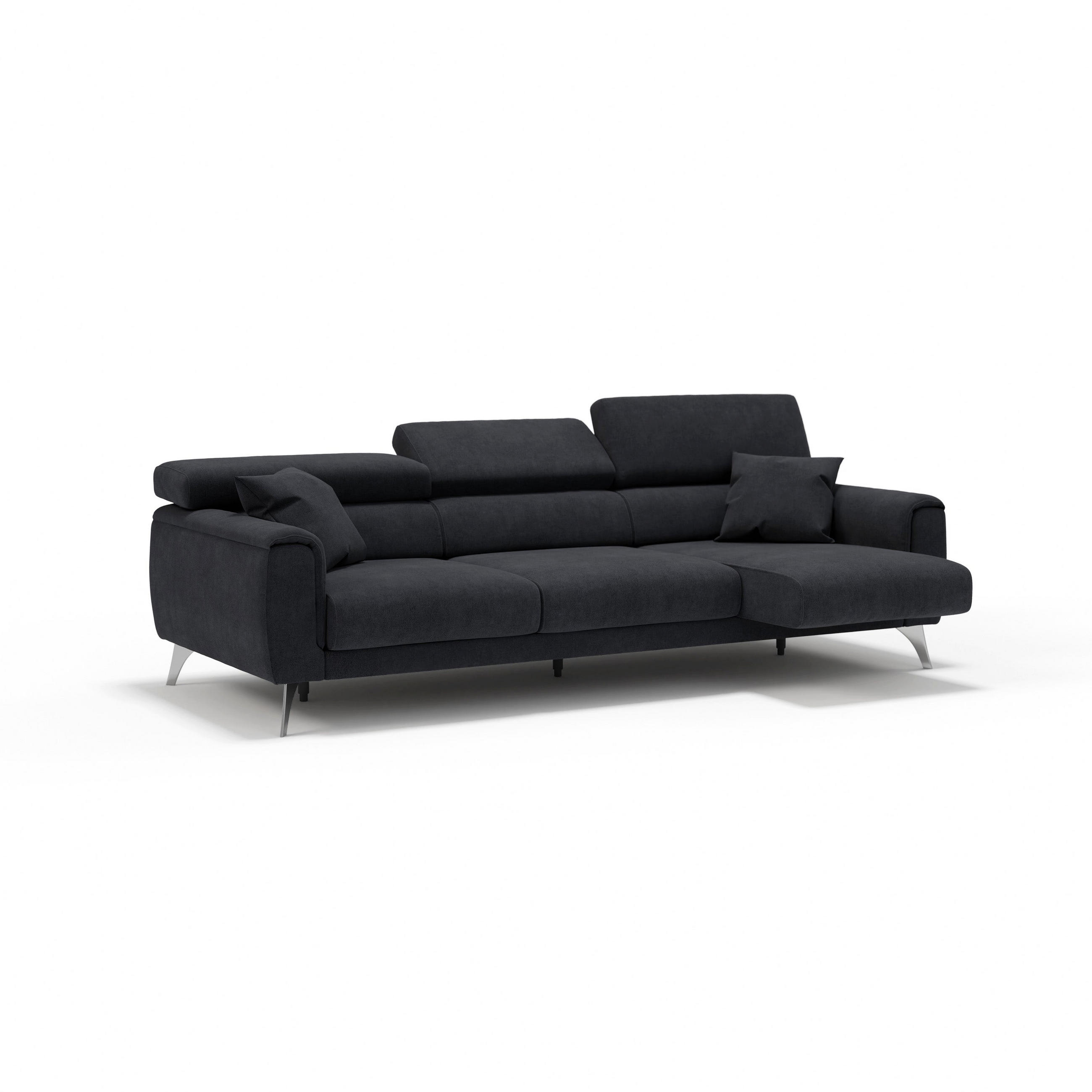Divani.store Linearsofa Schwarz 244x73x102 cm