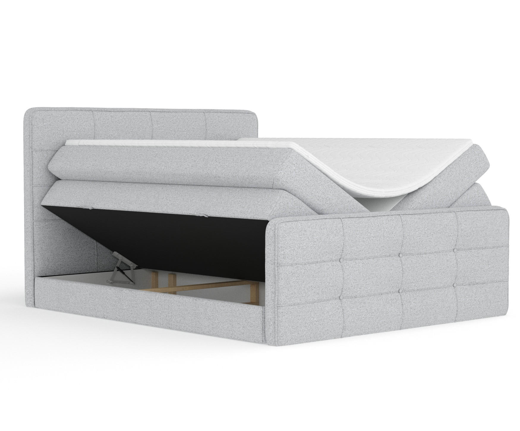 BOXSPRINGBETT Semplice Hellgrau 140/200 cm - Hellgrau/Schwarz, Holz/Holzwerkstoff (140/200cm) - Maison de Reve