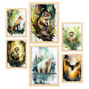 POSTER Set Mit 6 Lebensräume Illustrationen Von Tieren In Naturlandschaften, Realistischer Aquarellstil A3 & A4 Rahmen Aus Hellem Holz - Beige, Papier (29/3cm) - Nacnic