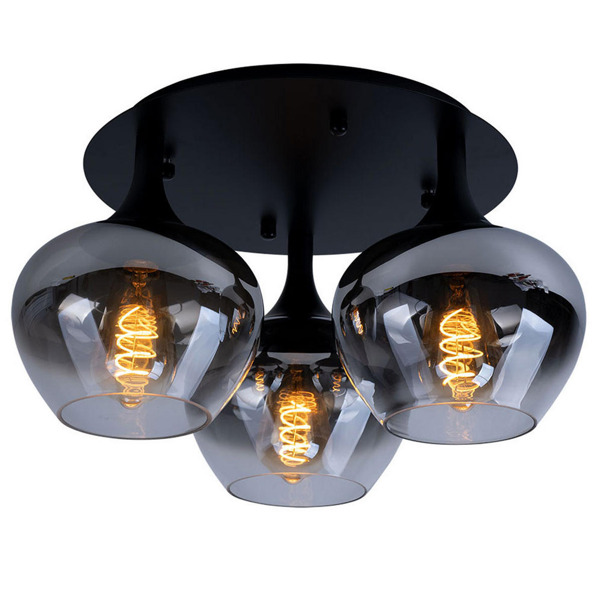 LED DECKENLEUCHTE Metall Rauchglas Schwarz - Schwarz, Glas (45/45/25.5cm) - Globo Lighting