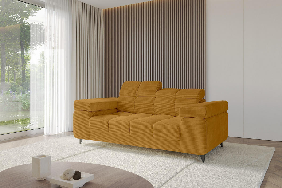 SOFA 2-Sitzer LORD-S1 194x97x90 cm Senfgelb Cord - Dunkelgelb, Holzwerkstoff/Textil (194/90/97cm) - ALTDECOR