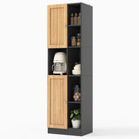 MEHRZWECKSCHRANK DE-38746 50/35,5/170 cm 6 offene Regale und 2 Türen Anthrazit - Schwarz, Holzwerkstoff (50/170/35.5cm) - ComfortXL