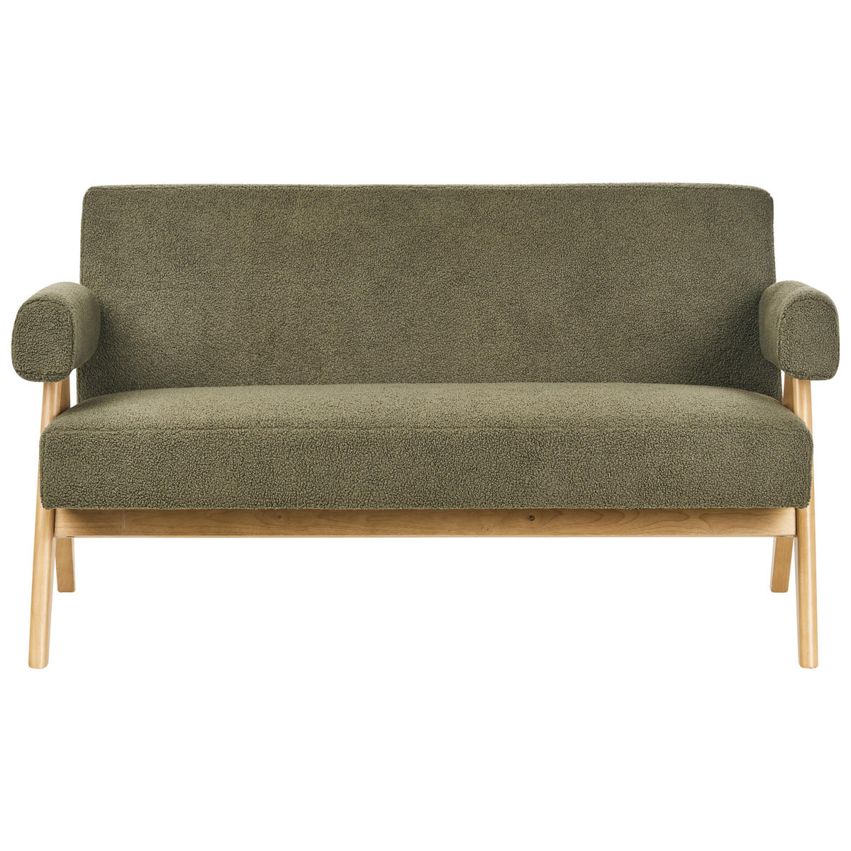 2-SITZER-SOFA Bouclé Grün/Hellbraun Tamre - Braun/Grün, Textil (148/79/78cm) - Beliani