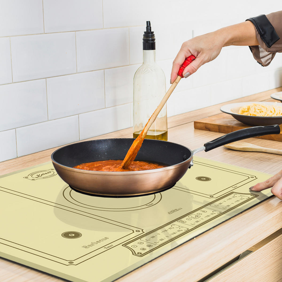 BACKOFEN-SET Elektro Einbaubackofen 60cm EH 6355 ElfEm+KCT 7797FIElfEm Induktionskochfeld 77cm Creme - Creme, Metall (59.4/59.4/57.5cm) - Kaiser Küchengeräte