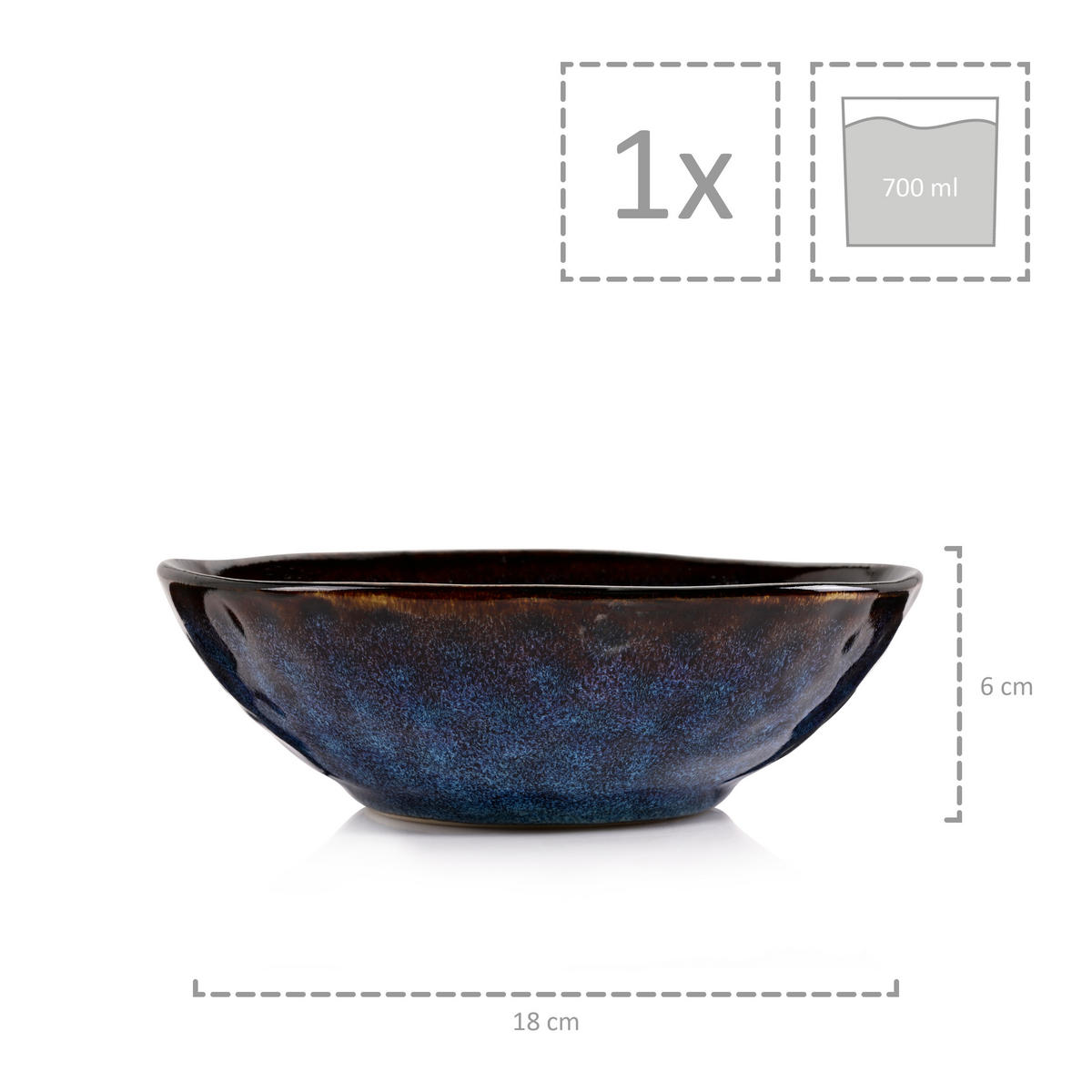 SCHALEN SET TOKIO - 4 teilig aus Steingut - Dunkelblau, Keramik (18cm) - Sänger
