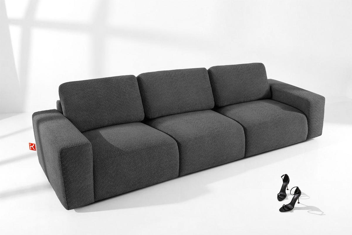 3-SITZER SOFA ZUCCO, Graphit - Graphitfarben, Holz/Holzwerkstoff (292/85/100cm) - KONSIMO®