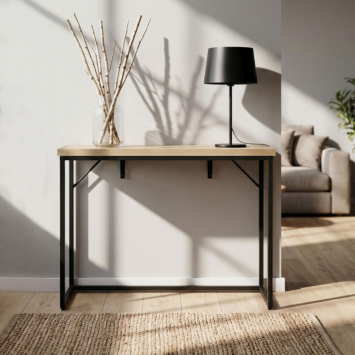 KONSOLENTISCH ORIGO 90 cm Artisan Eiche - Schwarz/Eiche Artisan, Holzwerkstoff (35/90/75cm) - Akord