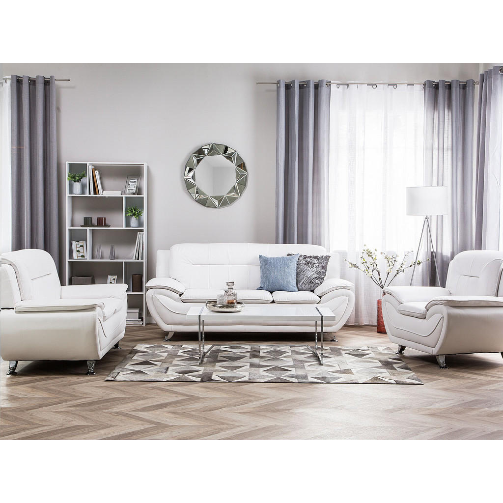 Thumbnail - Beliani Sofa-Set, Weiß, Kunststoff, 6-Sitzer, 201x88x86 cm, Wohnzimmer, Sofas & Couches, Sitzgarnituren