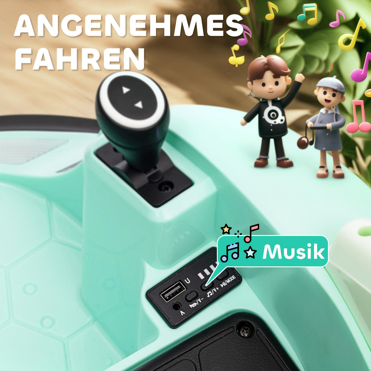 12V Kinder Autoscooter mit 2,4 G Fernbedienung, Elektro Bumper mit Musik - Grün, Kunststoff (66.5/64.5/39cm) - AIYAPLAY