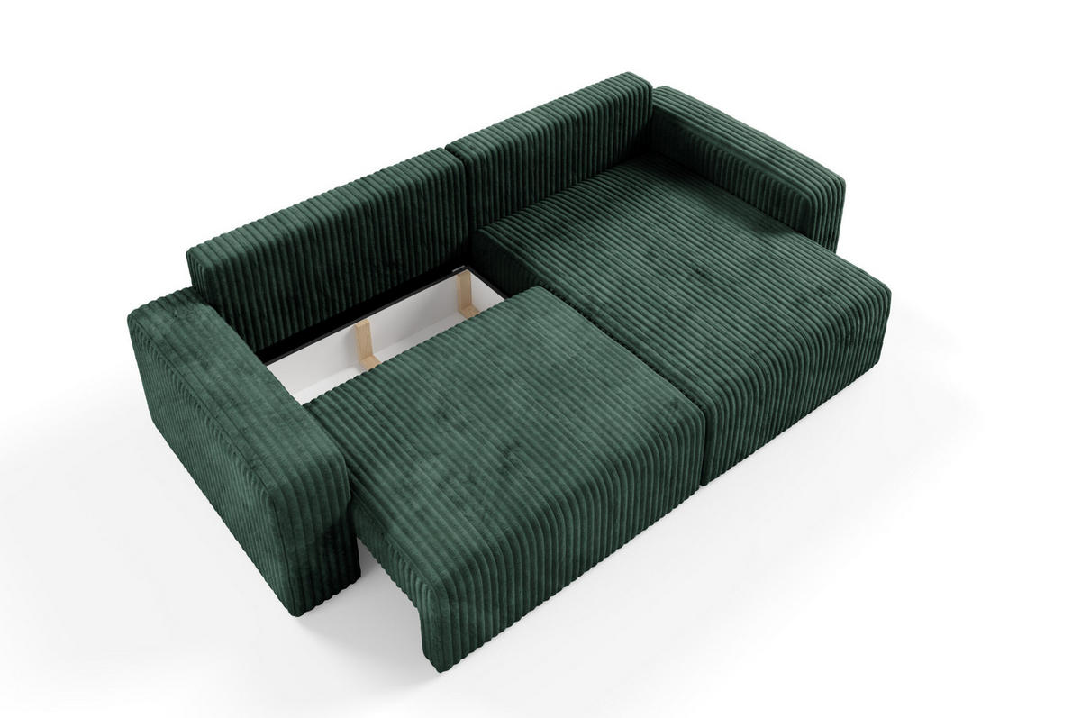 ECKSOFA mit Schlaffunktion Cord Grün - Grün, Textil (244/149cm) - Furnisell