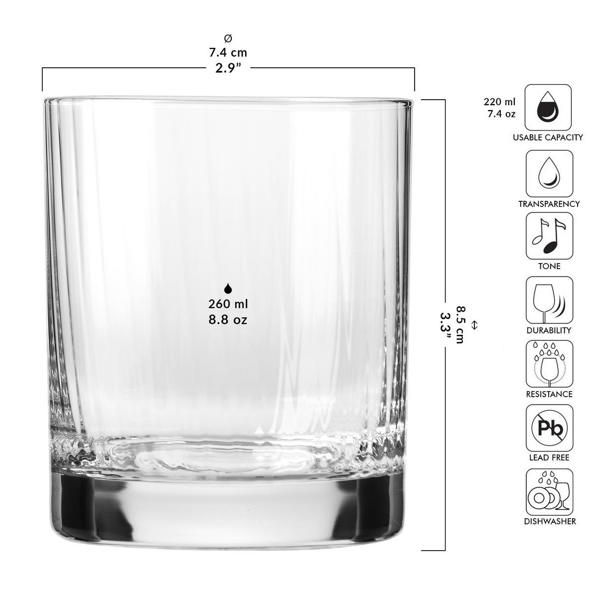 WASSERGLÄSER XNO, 6er-Set, 260 ml - Transparent, Glas (0.26L) - Krosno Glass