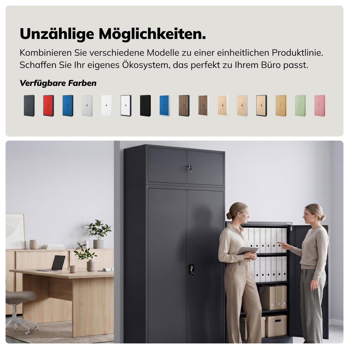 AKTENSCHRANK JAN 185x90x45 cm - Rosa, Metall (90/185/40cm) - Jan Nowak