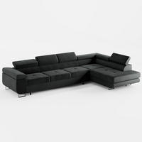 ECKSOFA VEMO NOVA Rechts Dunkelgrau Velours-Stoff mit Schlaffunktion und Bettkasten - Dunkelgrau, Textil (341/202cm) - Barchello